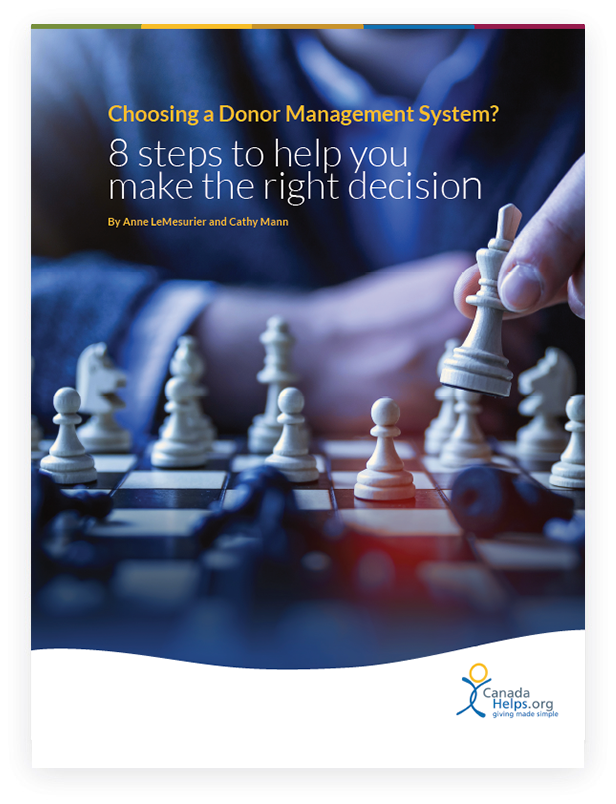 White Paper cover with text '8 Steps to Choosing a Donor Management System'