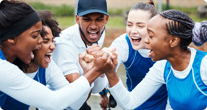 A group of volunteers celebrating together