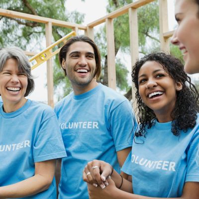 group of volunteers giving back