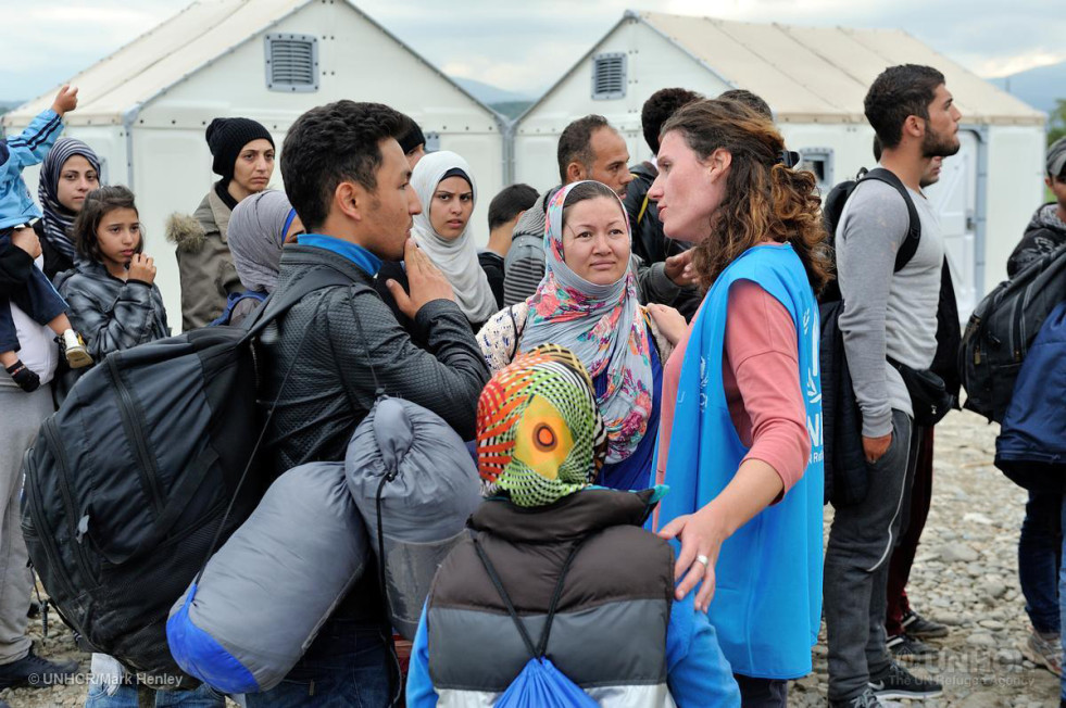 Macedonia. Alexandra Krause, Senior Emergency Coordinator, at work in Former Yugoslav Republic of Macedonia