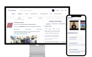 humanitarian coalition's charity profile on CanadaHelps, including the form and the gallery of images