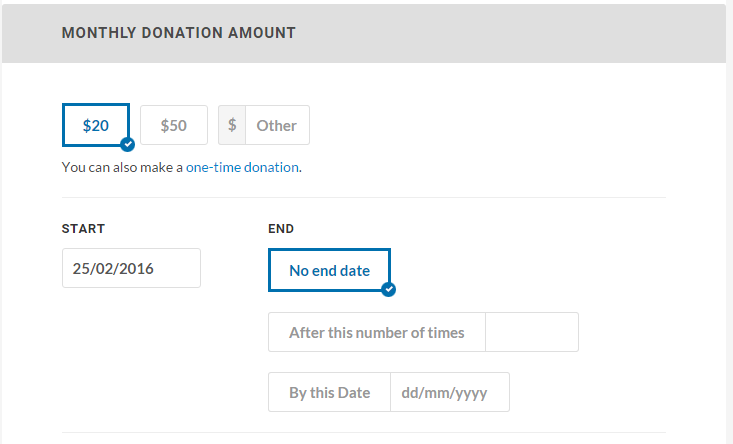 monthly donation