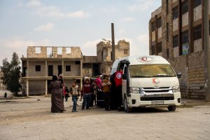 Mobile health unit providing health consultations and medications to syria-turkey earthquake sitesand 